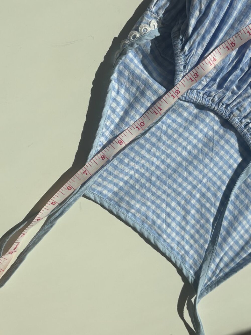 Light Blue Gingham Maxi Dress with Spaghetti Straps - Picture 14 of 15